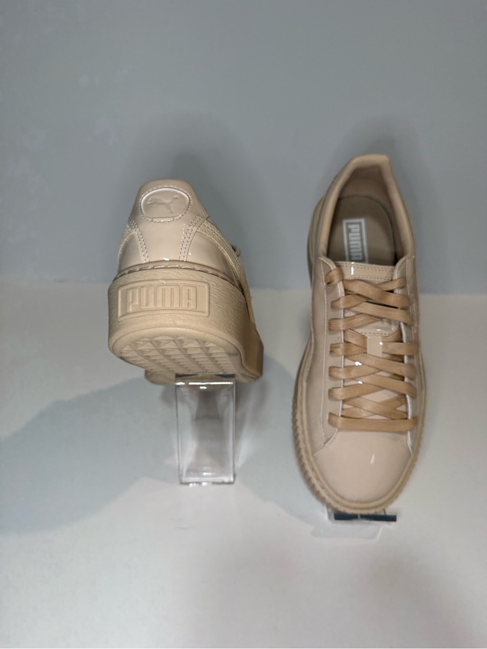 Puma Basket Platform Patent Frappe Nude Patent Sneakers Women’s Size 7 - Picture 11 of 14